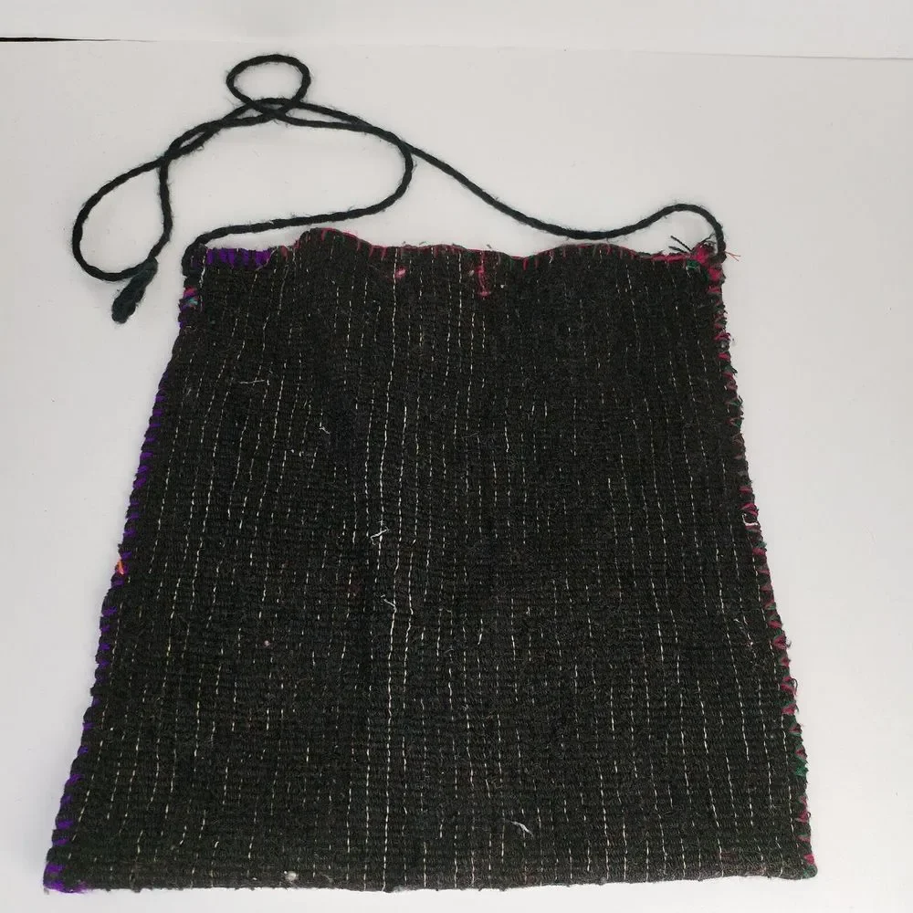 Hand Sewn Boho Bag Made In Mexico Black Multicolored Stars Hippie Boho Tribal‎